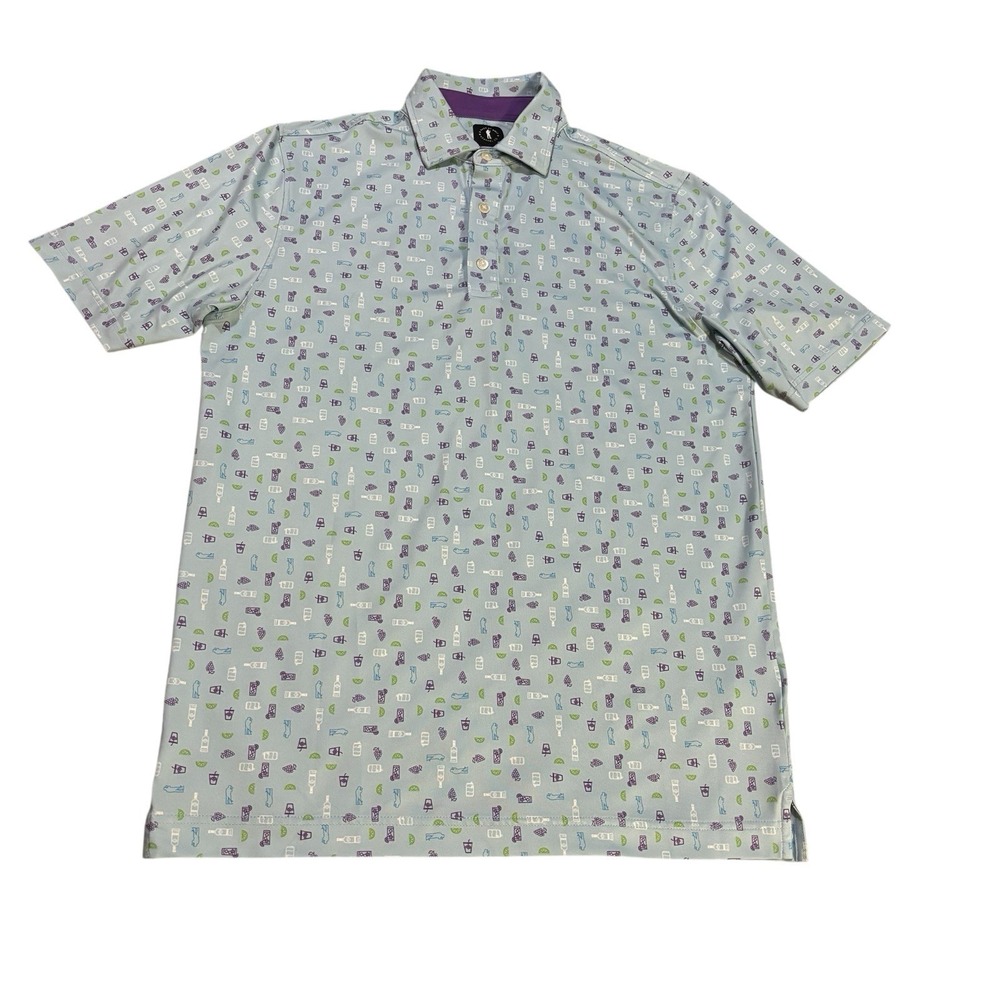 USAG U Suck At Golf Polo Shirt White Mens‎ Medium Performance AOP